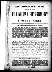 Cover of: Provincial politics, 1890: from Mr. Mowat's speech at Embro, December, 1889