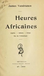 Heures africaines by James Vandrunen