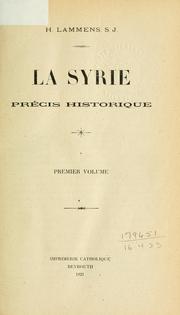 Cover of: La Syrie: précis historique.