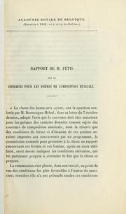Cover of: Rapport de M. Fétis sur le concours pour les poëmes de composition musicale.