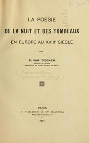 Cover of: La poésie de la nuit et des tombeaux en Europe au 18e siècle