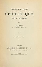 Cover of: Nouveaux essais de critique et d'histoire. by Hippolyte Taine