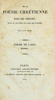 Cover of: De la poésie Chrétienne dans son principe by A.-F Rio