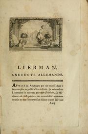 Cover of: Liebman, anecdote allemande .
