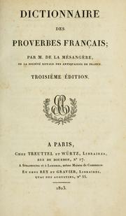 Cover of: Dictionnaire des proverbes français