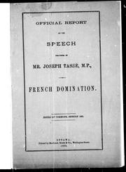 Cover of: Official report of the speech on French domination