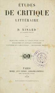 Cover of: Études de critique littéraire