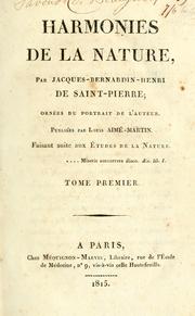 Cover of: Harmonies de la nature by Bernardin de Saint-Pierre