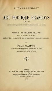 Cover of: Art poétique françoys (1548): éd. critique avec une introduction et des notes ...