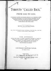 Toronto "called back," from 1886 to 1850 by Conyngham Crawford Taylor
