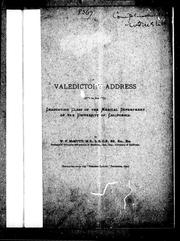 Cover of: Valedictory address to the graduating class of the Medical Department of the University of California by W. F. McNutt
