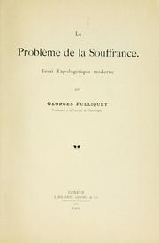 Cover of: Le problème de la souffrance: essai d'apologétique moderne.