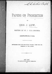 Cover of: Papers on prohibition by G. J. Low