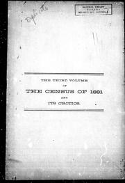 Cover of: The third volume of the census of 1881 and its critics