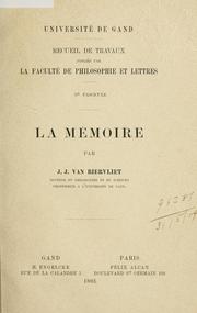 Cover of: La mémoire.