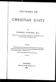 Cover of: Lectures on Christian unity