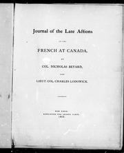 Cover of: Journal of the late actions of the French at Canada | Nicholas Bayard