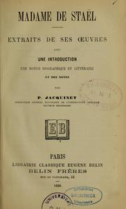 Cover of: Extraits de ses oeuvres by Madame de Staël