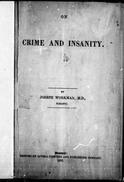 Cover of: On crime and insanity