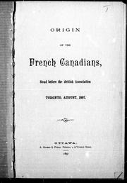 Cover of: Origin of the French Canadians | 