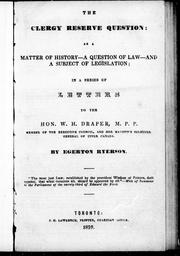 The Clergy Reserve question by Egerton Ryerson