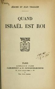 Cover of: Quand Israël est roi
