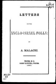 Cover of: Letters on the Anglo-Israel folly