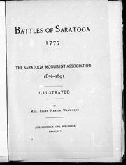 Cover of: Battles of Saratoga, 1777 ; The Saratoga Monument Association, 1856-1891