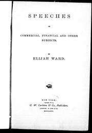 Cover of: Speeches on commercial, financial and other subjects