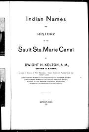 Cover of: Indian names and history of the Sault Ste. Marie Canal