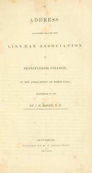 Cover of: An address delivered before the Linnæan association of Pennsylvania college