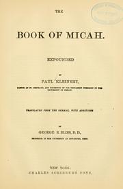 Cover of: The book of Micah | Paul Kleinert