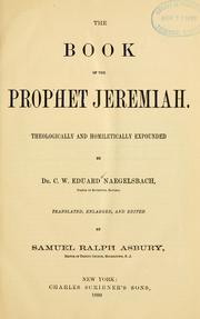 Cover of: The book of the prophet Jeremiah