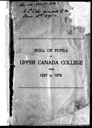 Roll of pupils of Upper Canada College from 1829 to 1898