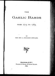 Cover of: The Gaelic bards from 1715 to 1765