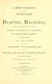 A brief narrative of the invention of reaping machines