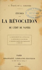 Cover of: Études sur la révocation de l'Edit de Nantes by Frank Puaux, Frank Puaux