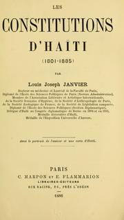 Cover of: Les constitutions d'Haiti, 1801-1885 by Haiti (Republic)