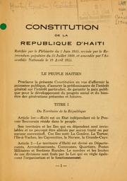 Cover of: Constitution de la république d'Haïti ratifée par le plébiscite du 2. juin 1935