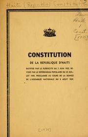 Cover of: Constitution de la république d'Haïti