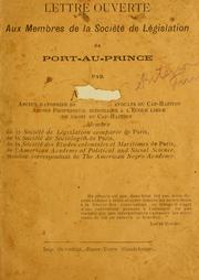 Cover of: Lettre ouverte aux membres de la Société de Législation de Port-au-Prince. by Anténor Firmin