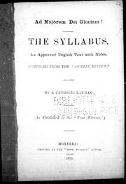 Cover of: The syllabus | Catholic layman.