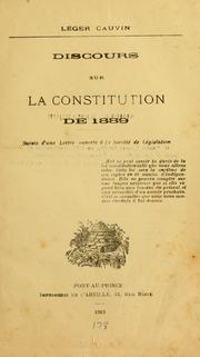 Cover of: Discours sur la constitution de 1889, suivis d'une lettre ouverte à la Société de législation