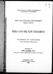 Cover of: Philo and the New Testament: synopsis of lectures with extracts from Philo
