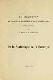 Cover of: De la statistique de la Baranya