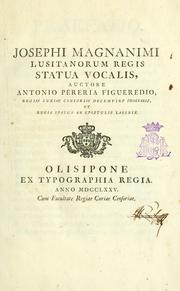 Cover of: Josephi Magnanimi lusitanorum regis statua vocalis