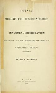 Cover of: Lotze's metaphysischer Seelenbegriff.