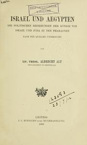 Israel und Aegypten by Alt, Albrecht