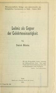 Cover of: Leibniz als Gegner der Gelehrteneinseitigkeit