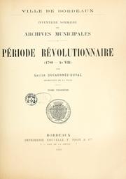 Cover of: Inventaire-sommaire, période révolutionnaire, 1789-an 8